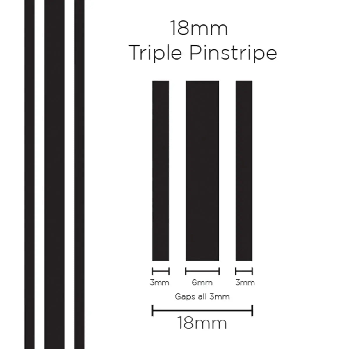 SAAS Pinstripe Triple Black 18mm x 10m 11101 - view 1