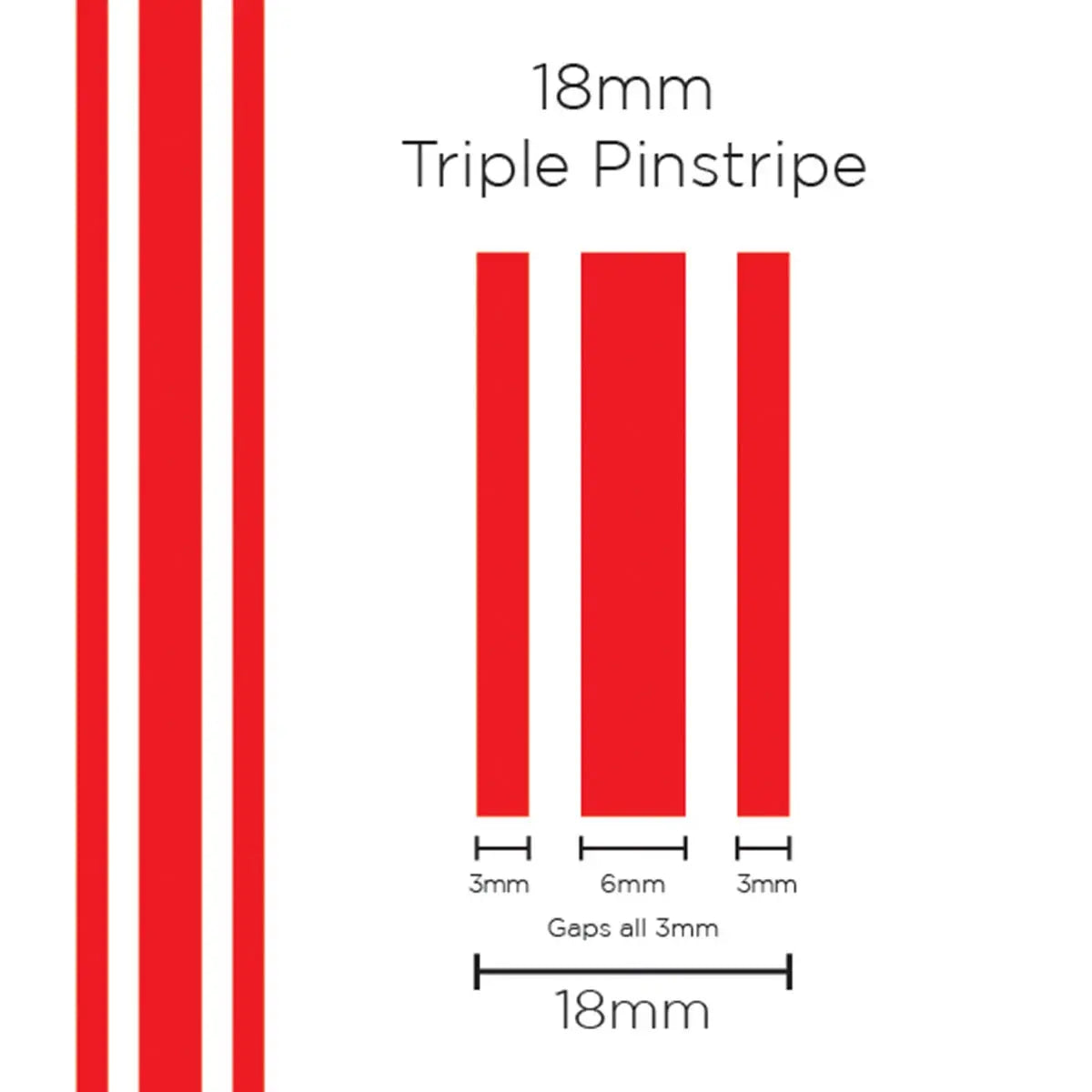 SAAS Pinstripe Triple Red 18mm x 10m 11103 - view 1