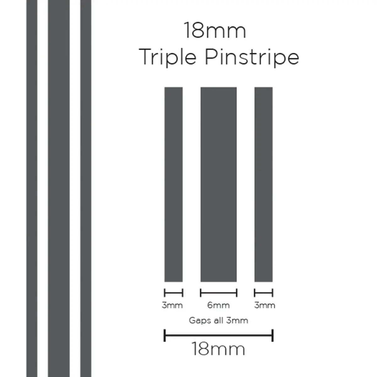 SAAS Pinstripe Triple Charcoal 18mm x 10m 11108 - view 1