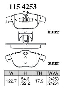 DIXCEL Rear Brake Pads - Mercedes-Benz C-Class (W204/S204/C204) / E-Class Coupe / Cabriolet (C207/A207)