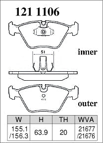 DIXCEL Front Brake Pads - BMW M3 / M3 CSL / 330i (E46) / Z4 M (E85/E86) / X3 (E83) / 5 Series (E39) / Alpina B3