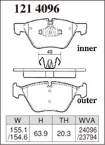 DIXCEL Front Brake Pads - BMW 1 Series (E81/E82/E87/E88) / 3 Series (E90/E91/E92/E93) / 5 Series (E60/E61) / Z4 (E89)