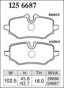 DIXCEL Rear Brake Pads - BMW 1 Series (F70) / X1 / iX1 (U11) / X2 / iX2 (U10) / 2 Series Active Tourer (U06)