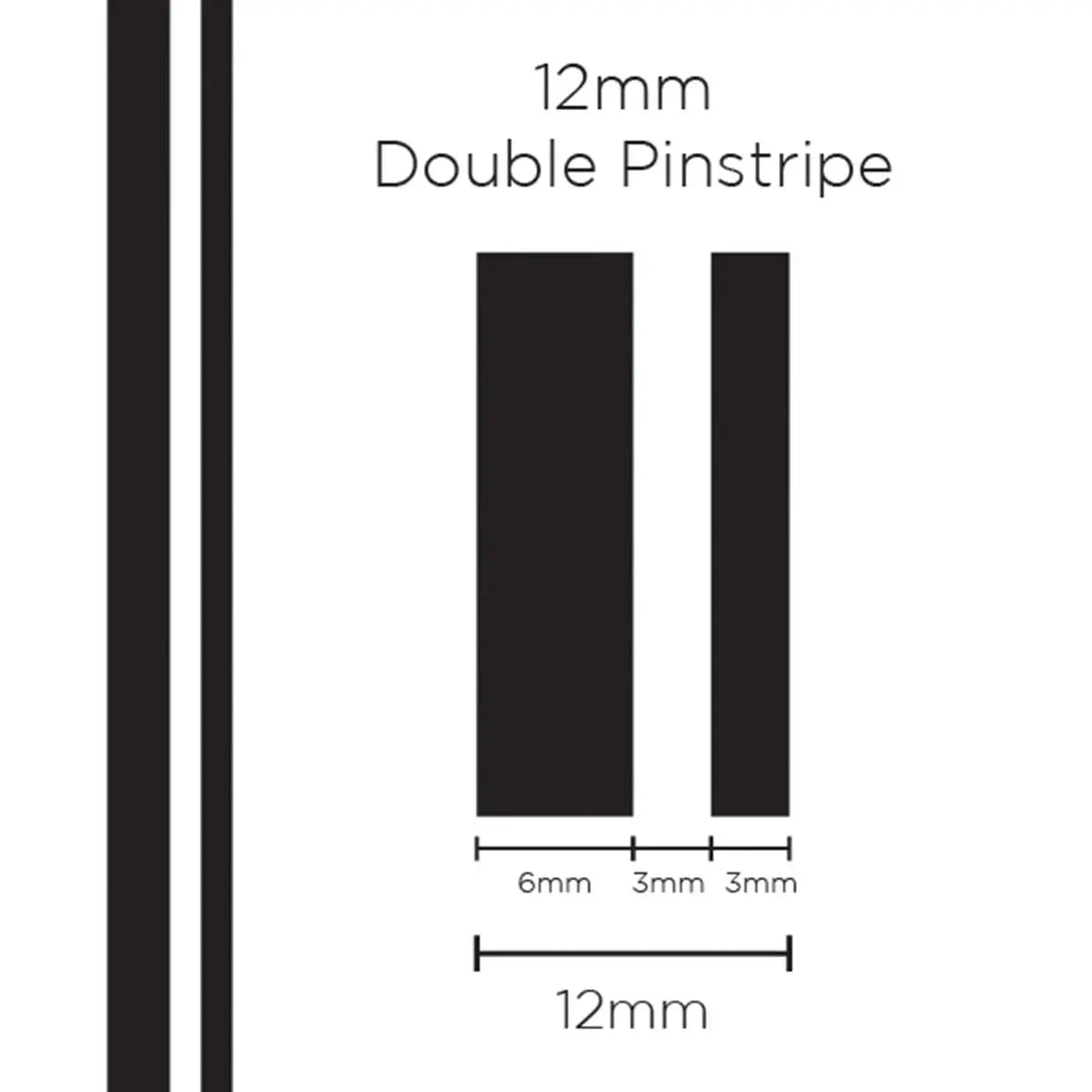 SAAS Pinstripe Double Black 12mm x 10m 1601 - view 1