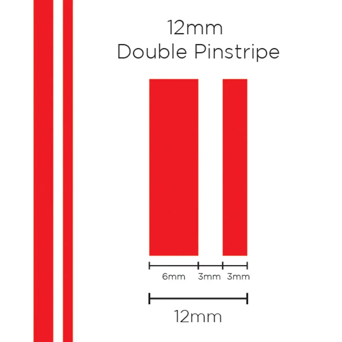 SAAS Pinstripe Double Red 12mm x 10m 1603 - view 1
