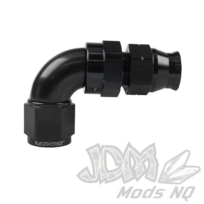 Raceworks 600 Series Hard Line Hose End AN Female 90 Degree Fittings