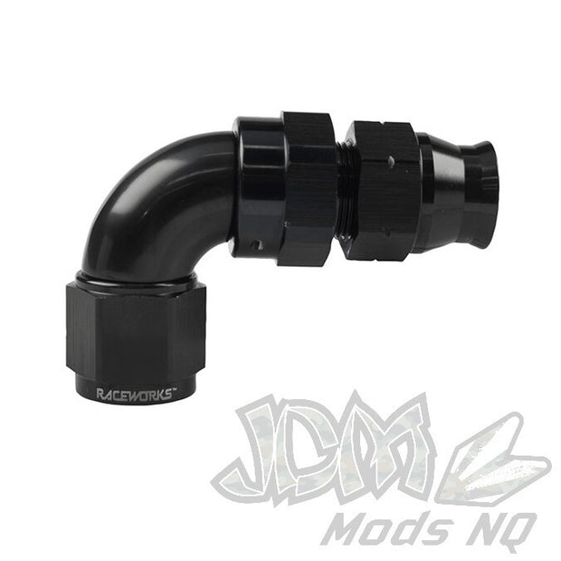 Raceworks 600 Series Hard Line Hose End AN Female 90 Degree Fittings