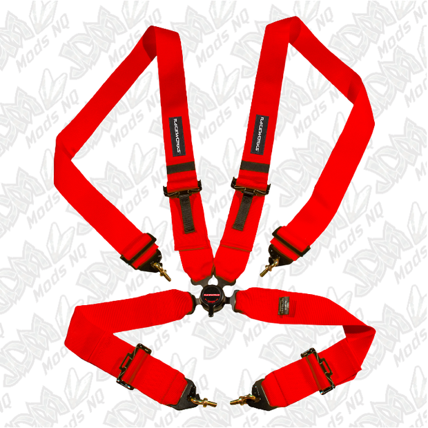 Raceworks 4 Point Cam Lock Harness w/3" Belts, Snap On Ends (FIA Approved)