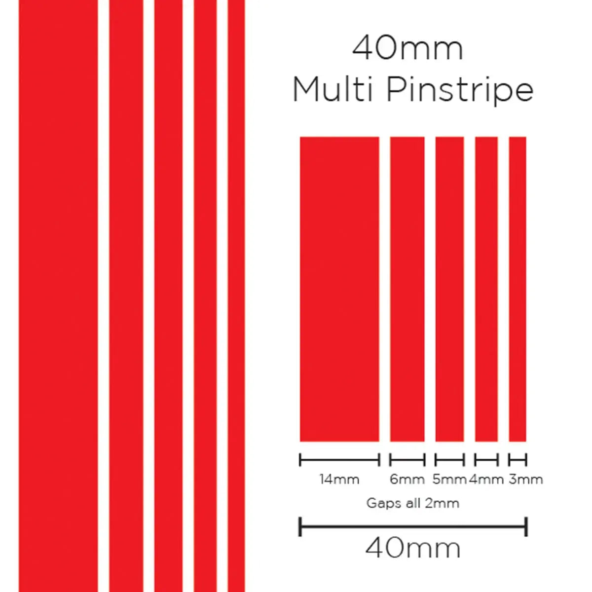 SAAS Pinstripe Multi Red 40mm x 10m 1903 - view 1