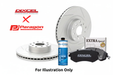 Paragon PAR4418s Front Rotor + Dixcel Brake Pad Combo – Mitsubishi Lancer EVO 5-9
