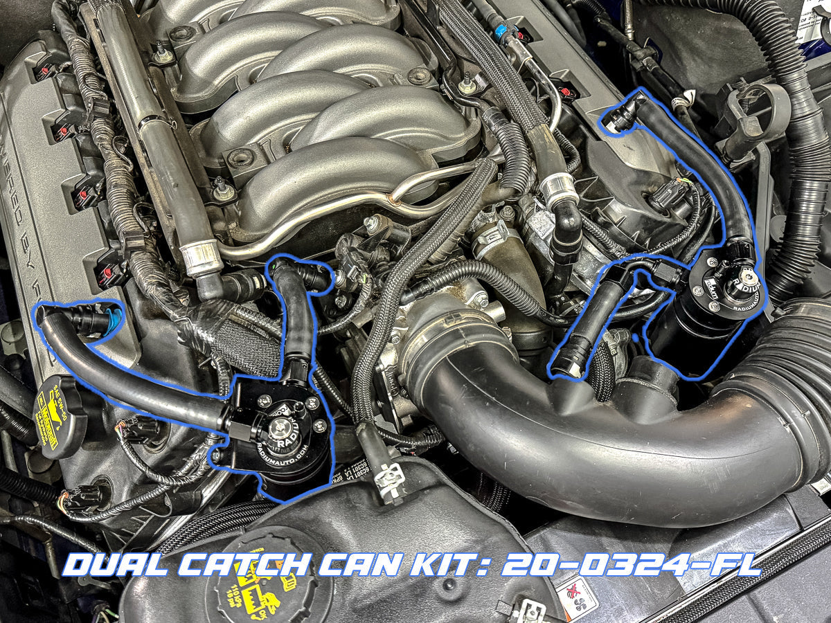 Radium Dual Fluid Lock Catch Can Kit, Ford Mustang GT (2011-2014)