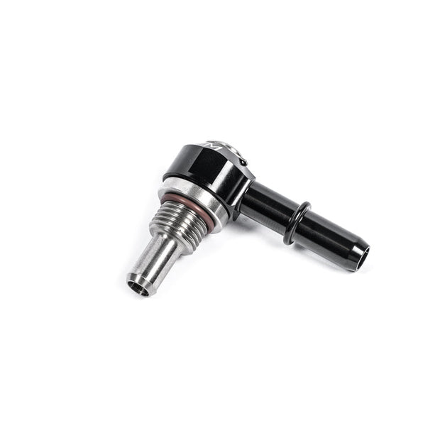 Radium 20-1000-06375-85 Swivel Banjo Bulkhead Fitting, 6AN ORB, 8.5mm Barb to 3/8" SAE Quick Connect Male