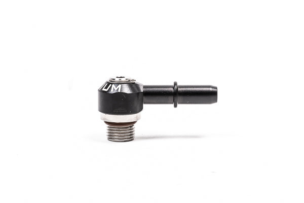 Radium 20-1000-06375 Low Profile Swivel Banjo Fitting, 6AN ORB to 3/8" SAE Quick Connect Male