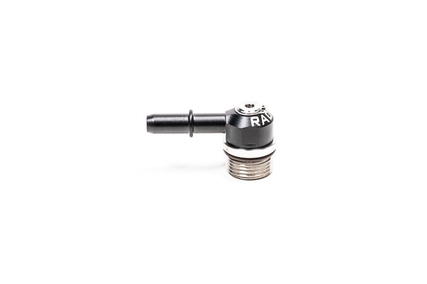 Radium 20-1000-10375 Low Profile Swivel Banjo Fitting, 10AN ORB to 3/8" SAE Quick Connect Male