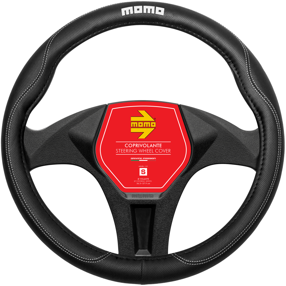MOMO COMFORT BLACK/WHITE STEERING WHEEL COVERS
