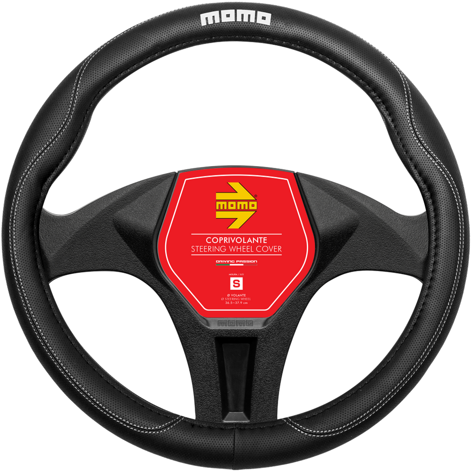 MOMO COMFORT BLACK/WHITE STEERING WHEEL COVERS