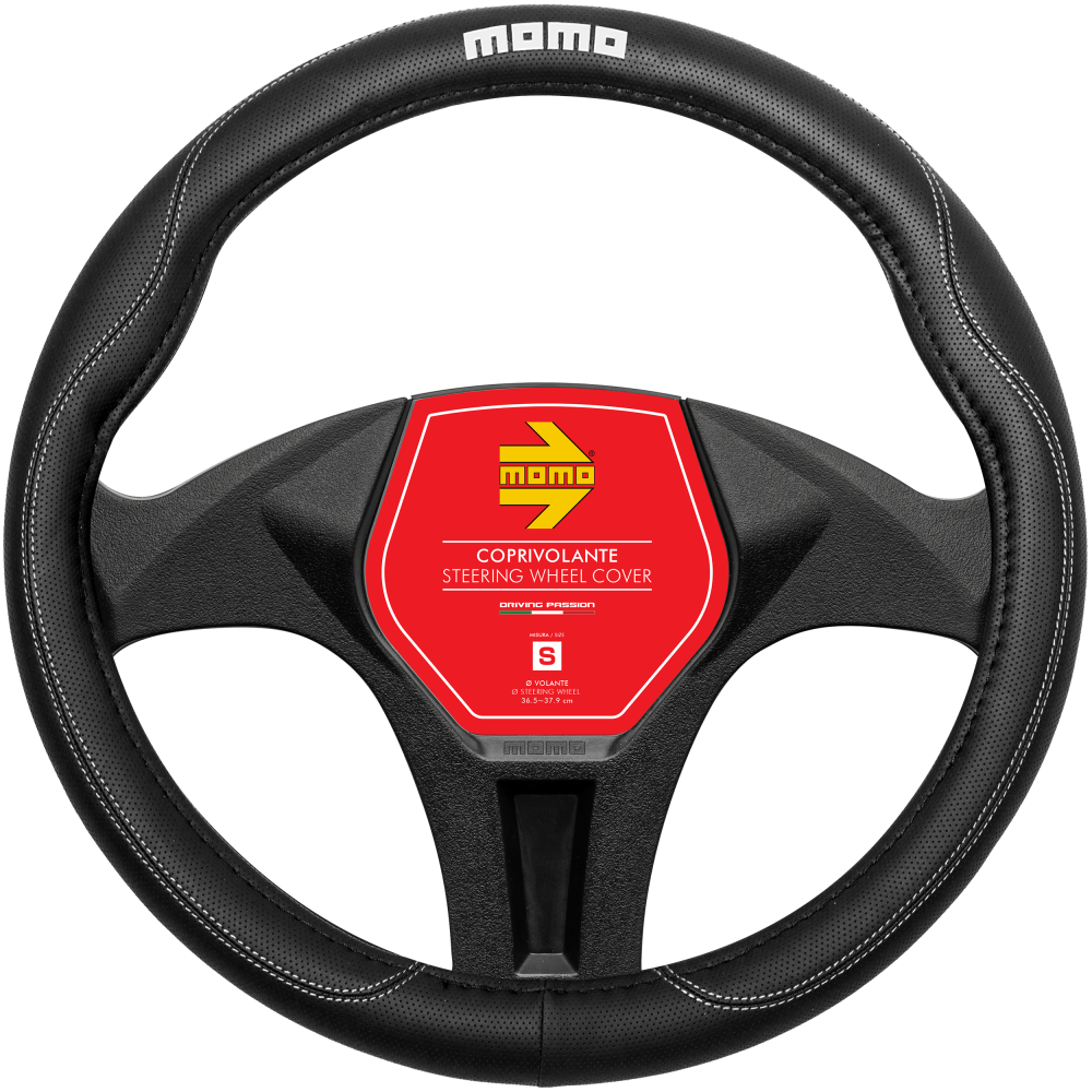 MOMO COMFORT BLACK/WHITE STEERING WHEEL COVERS