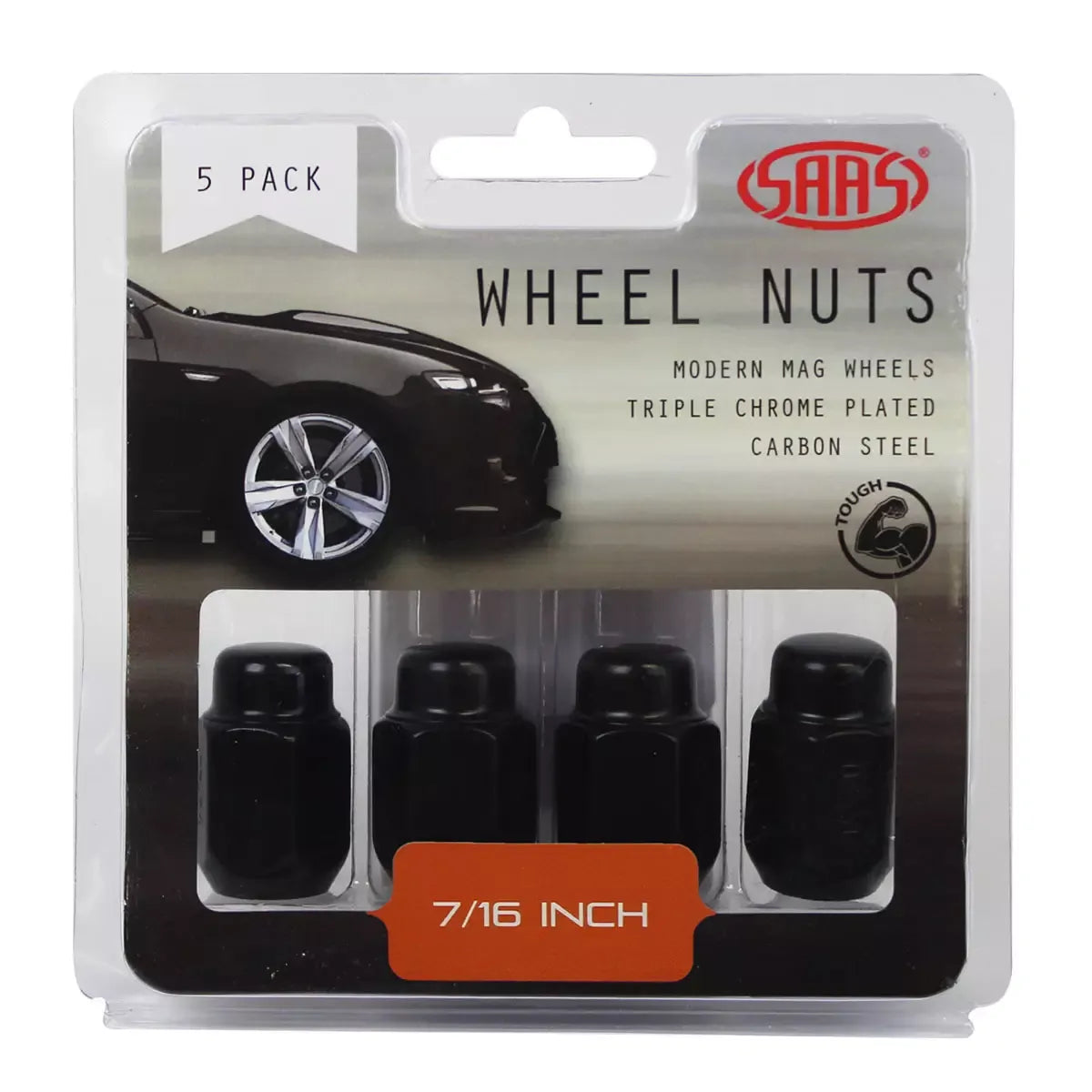 SAAS Wheel Nuts Acorn Taper 7/16 UNF Black 35mm 5Pk 235205BC - view 1