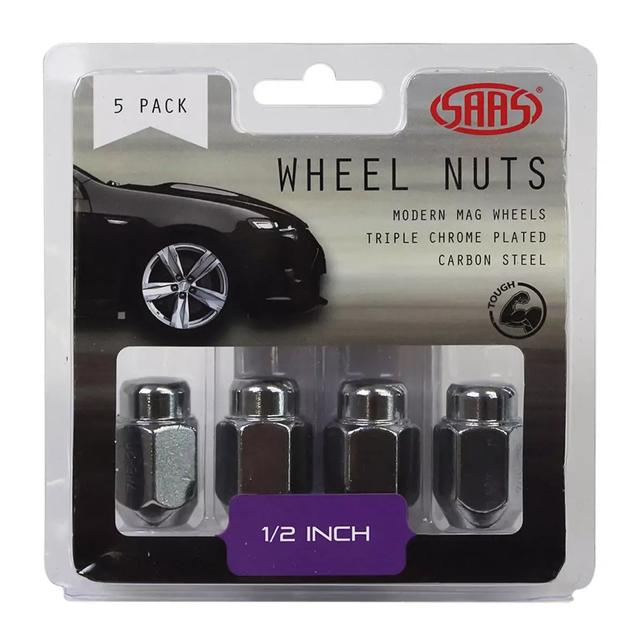 SAAS Wheel Nuts Acorn Taper 1/2 UNF Chrome 35mm 5Pk 235215 - view 1