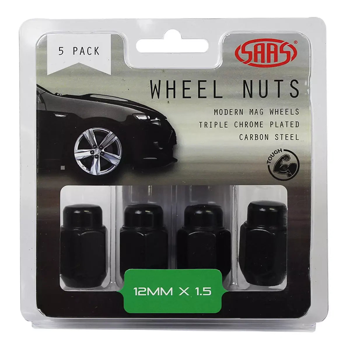 SAAS Wheel Nuts Acorn Taper M12x1.50 Black 35mm 5Pk 235265BC - view 1