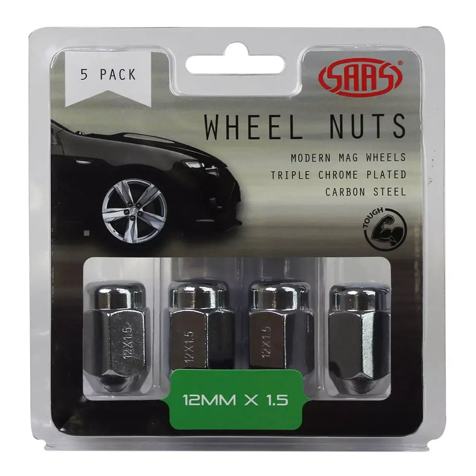 SAAS Wheel Nuts Acorn Taper M12x1.50 Chrome 35mm 5Pk 235265 - view 1