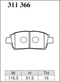 DIXCEL Front Brake Pads - Toyota Corolla (ZZE122) / Prius (NHW11/NHW20) / MR2 Spyder (ZZW30) / Celica (ZZT230)