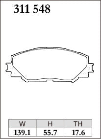 DIXCEL Front Brake Pads - Toyota Corolla (NZE141R/ZRE142R/ZRE152R/ZRE172R/ZRE182R) / Prius Alpha (ZVW41R) / RAV4 (ACA38R/GSA33R)