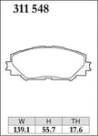 DIXCEL Front Brake Pads - Toyota Corolla (NZE141R/ZRE142R/ZRE152R/ZRE172R/ZRE182R) / Prius Alpha (ZVW41R) / RAV4 (ACA38R/GSA33R)