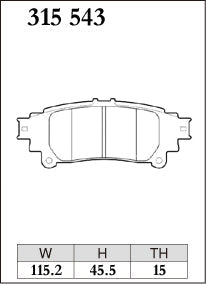 DIXCEL Rear Brake Pads - Toyota Hilux (GUN126R) / Fortuner (GUN156R) / Kluger (GSU50R/GSU55R) / Lexus RX350 (GGL10R)