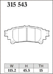 DIXCEL Rear Brake Pads - Toyota Hilux (GUN126R) / Fortuner (GUN156R) / Kluger (GSU50R/GSU55R) / Lexus RX350 (GGL10R)