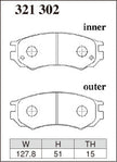 DIXCEL Front Brake Pads - Nissan Pulsar (N15) / Pulsar GTI-R (N14) / NX (B13)