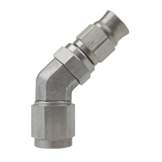 Raceworks 200 Series Stainless Steel Teflon Hose End 45 Degree