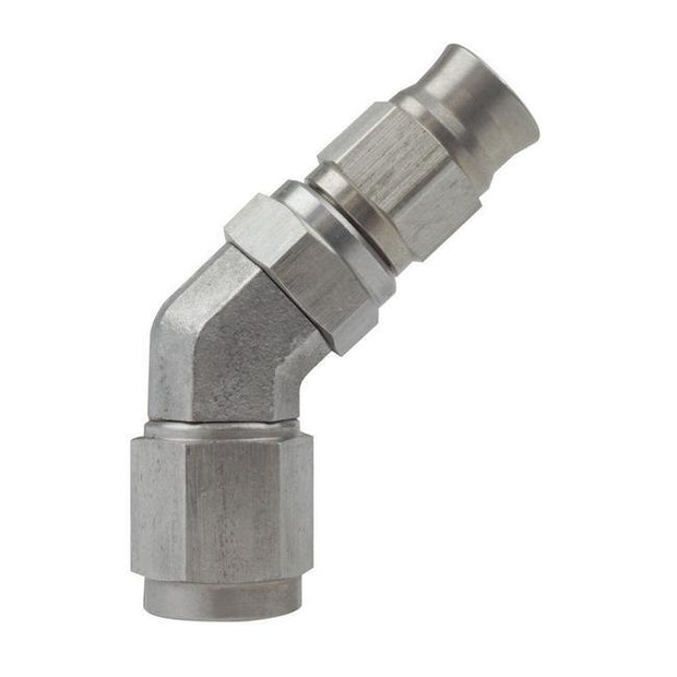 Raceworks 200 Series Stainless Steel Teflon Hose End 45 Degree