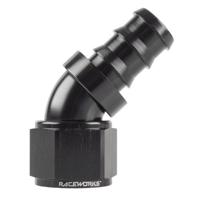 Raceworks 400 Series Push Lock Hose End 45 Degree