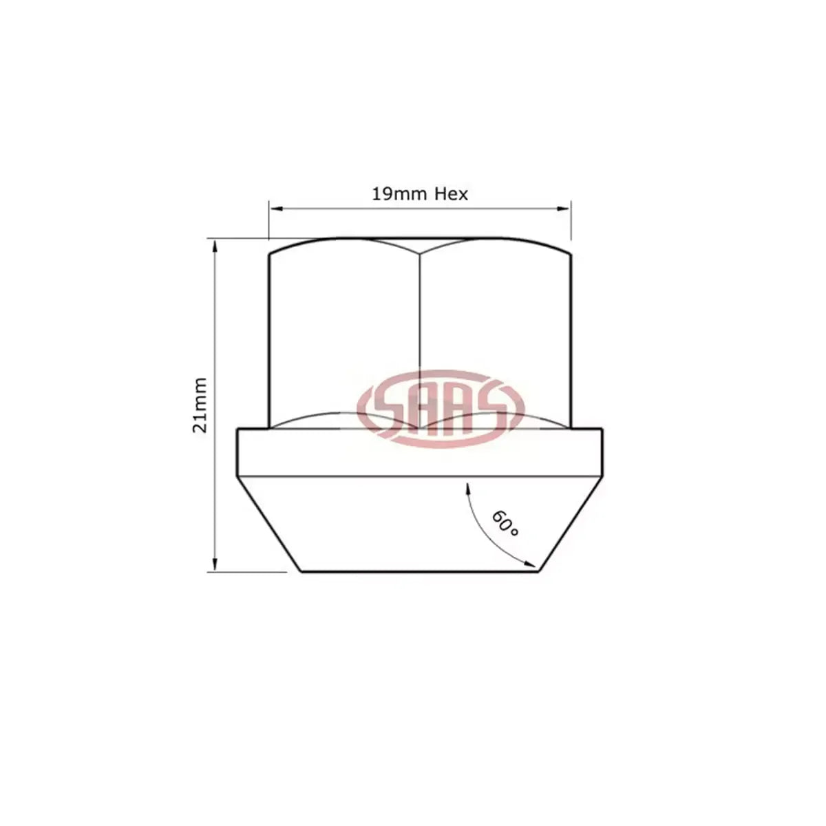 SAAS Wheel Nut Bulge Open End M12x1.25 Chrome 52165B - view 3