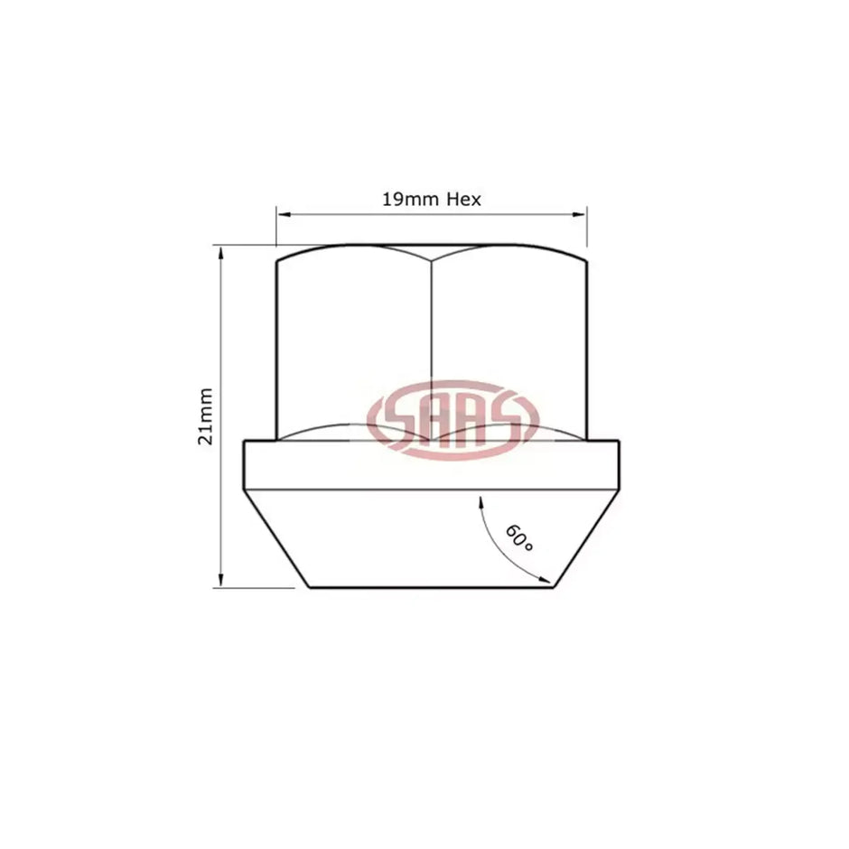 SAAS Wheel Nut Bulge Open End M12x1.25 Chrome 52165B - view 3