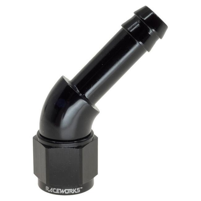 RACEWORKS AN FEMALE TO HOSE BARB 45 DEGREE FITTINGS