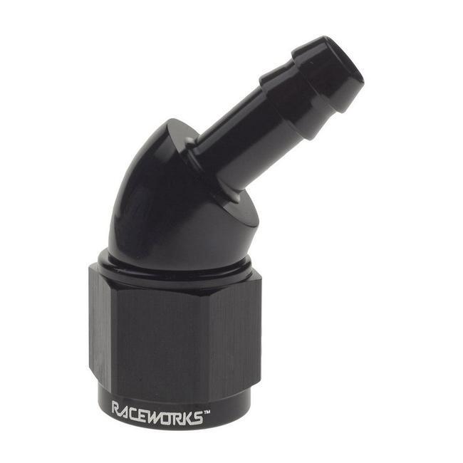 RACEWORKS AN FEMALE TO HOSE BARB 45 DEGREE FITTINGS