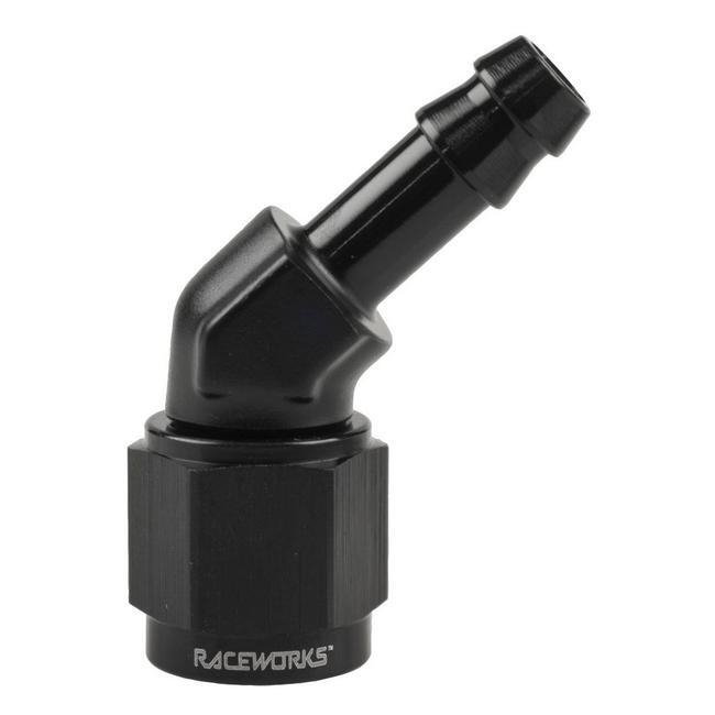 RACEWORKS AN FEMALE TO HOSE BARB 45 DEGREE FITTINGS