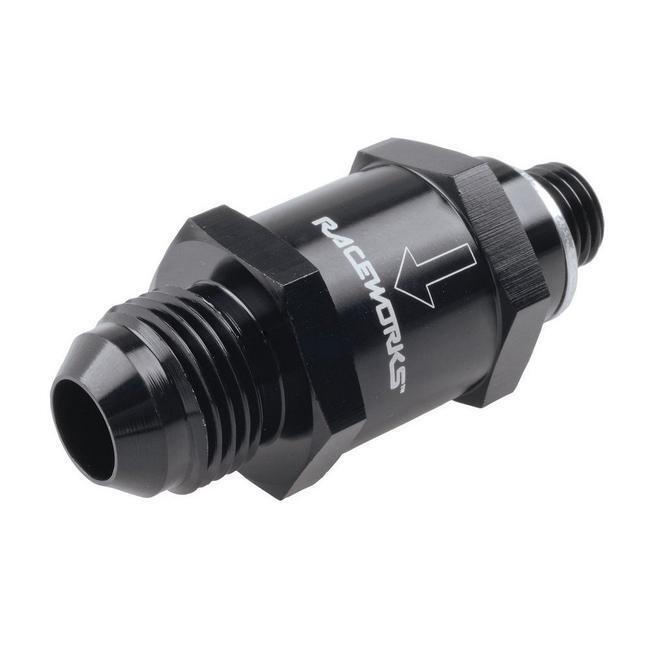 Raceworks One Way Valve Metric To AN Male Flare Fittings