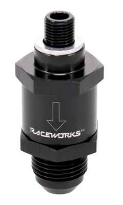 Raceworks One Way Valve Metric To AN Male Flare Fittings
