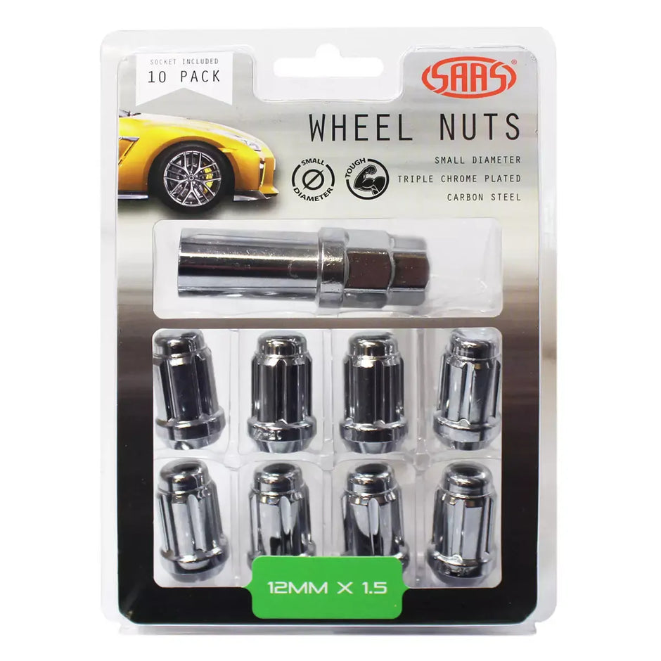 SAAS Wheel Nuts S/D 6 Spline M12x1.50 Chrome 10Pk Incl Key 6330610 - view 1