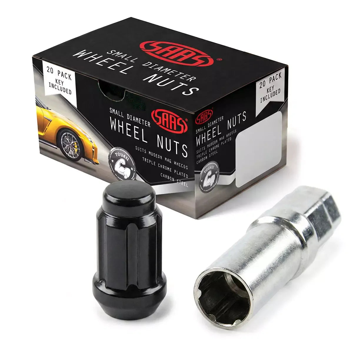 SAAS Wheel Nuts S/D 6 Spline 12x1.50 Black 20Pk Incl Key 6330620BC - view 1