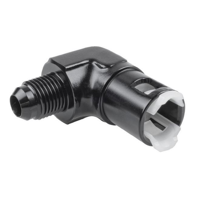 Raceworks Female SAE EFI Quick Connect Tube to AN Male Flare 90 Degree Fittings (Plastic Insert)
