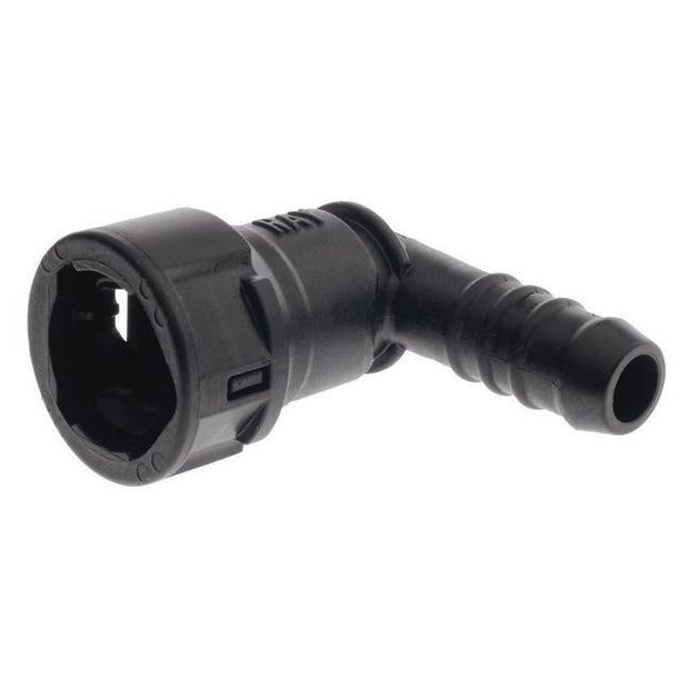 Raceworks Female SAE EFI Quick Connect Tube to Hose Barb Plastic 90 Degree Fittings