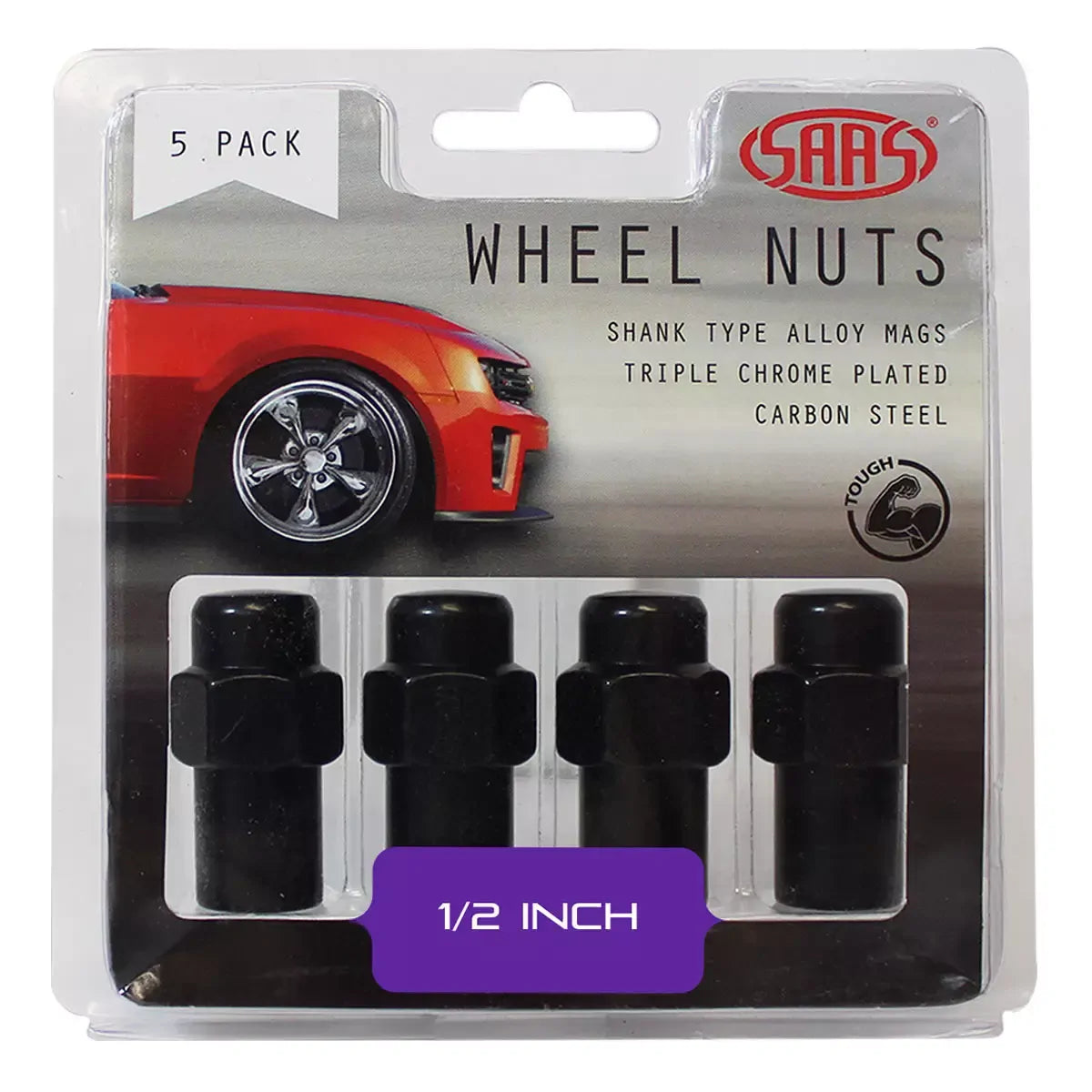 SAAS Wheel Nuts Mag 1/2 UNF Black 43mm 5Pk 743415BC - view 1