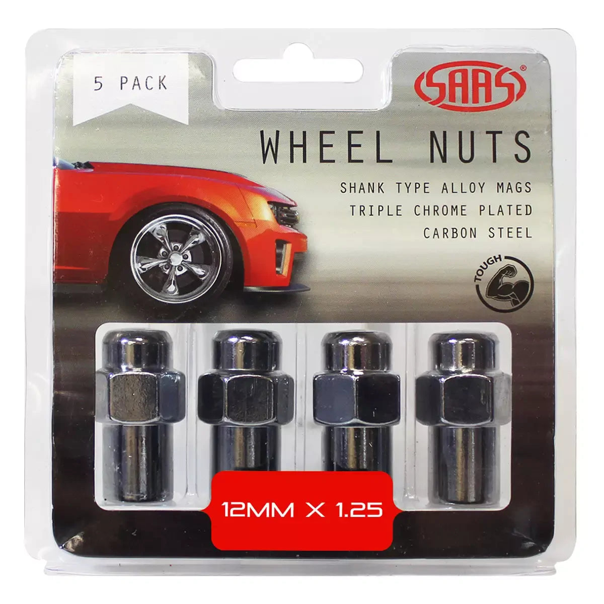 SAAS Wheel Nuts Mag M12x1.25 Chrome 43mm 5Pk 743455 - view 1