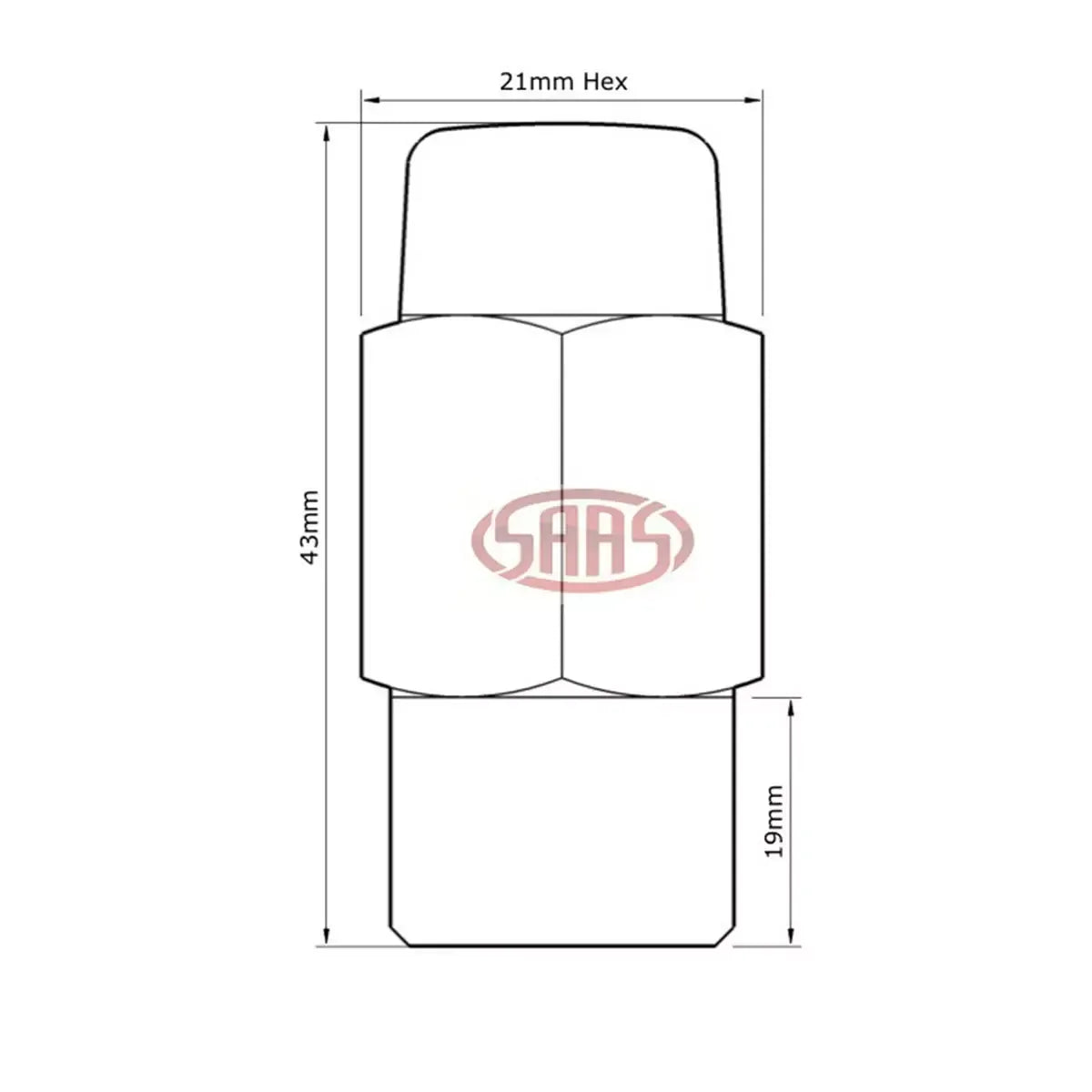 SAAS Wheel Nut Mag M12x1.25 Black 43mm 74345BBC - view 3
