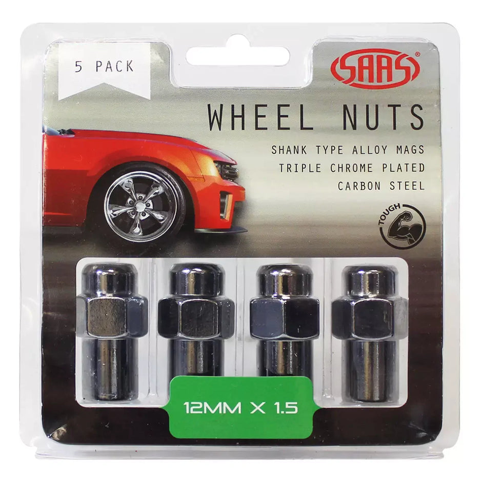 SAAS Wheel Nuts Mag M12x1.50 Chrome 43mm 5Pk 743465 - view 1