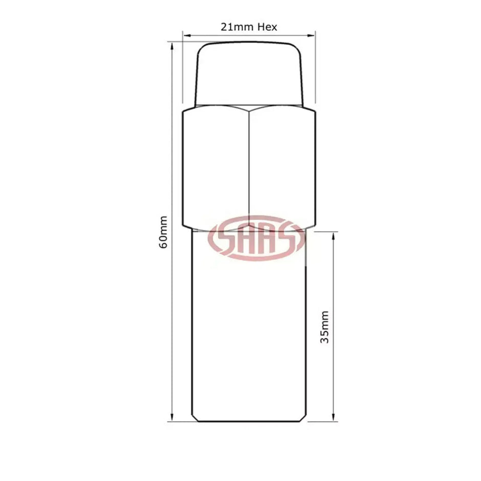 SAAS Wheel Nut Mag 1/2 UNF Chrome SST 60mm 76041B - view 3